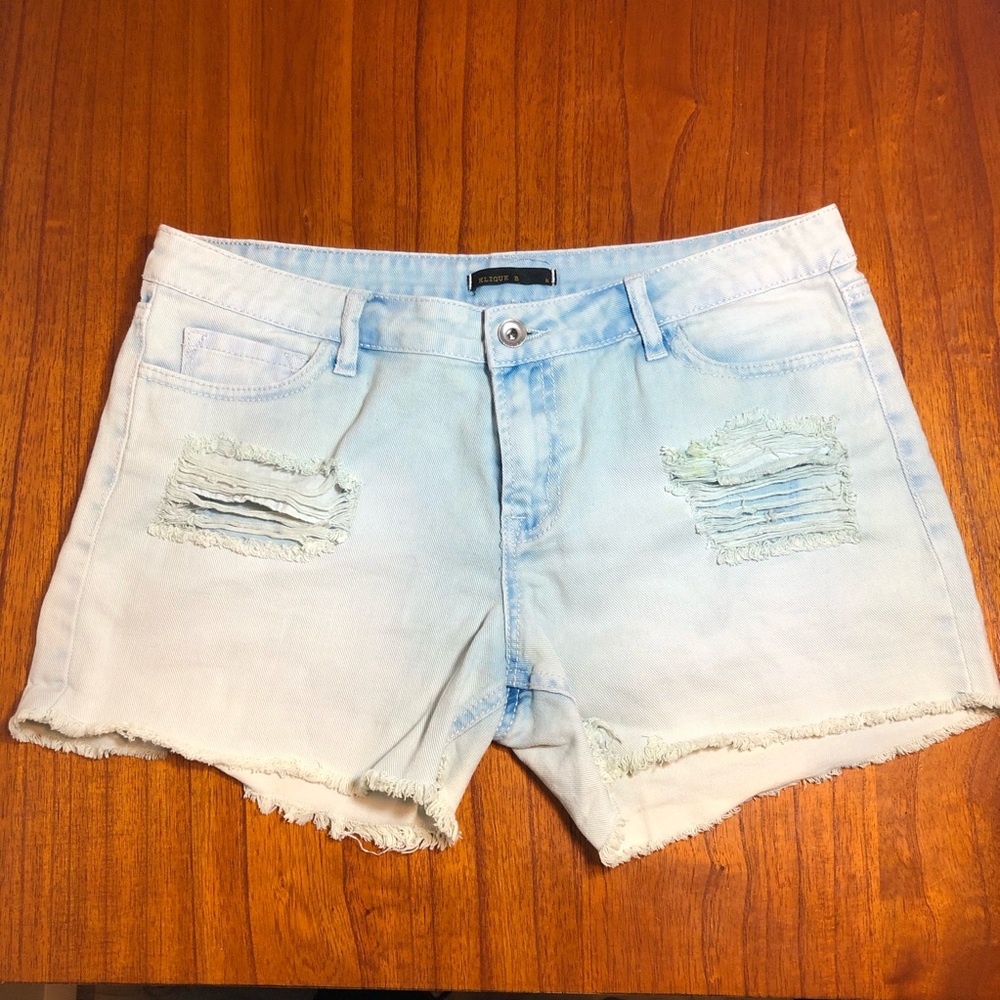 Klique B distressed cutoff jean shorts